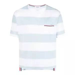 톰브라운 포켓 RWB 트리밍 럭비 스트라이프 반팔티 MJS201A J0049 452