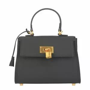 [하프클럽/지센]여성 리얼가죽 포멀 사각 핸드백 LAABOA03_BK