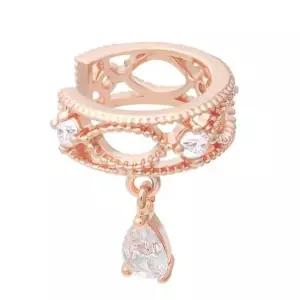 14KGP 화려한 큐빅 로즈골드 링 귀찌 이어커프