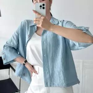 찰랑 바스락 봄여름 카라넥 팔부 숏자켓 통넓은소매