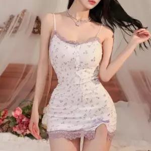 플라워 레이스 빈티지 시스루 슬림핏 홈웨어 원피스 WFJA6TS