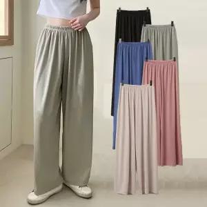 여성 무지 스판 츄리닝 밴딩 바지 와이드 일자 팬츠 트레이닝 -WPN0301- 봄 여름