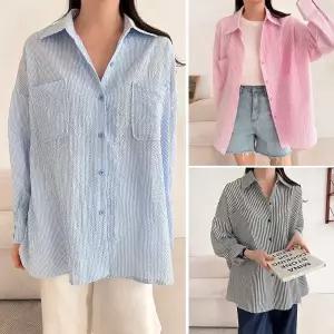 여성 뽀송 지지미 박시핏 카라 셔츠 -WNB0082- 봄 가을