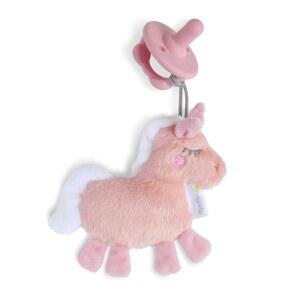 Itzy Ritzy Pacifier & Lovey 세트 - 동물 인형 사랑이 포함된 실리콘 분리 가능한 플러시 유니콘 빈키 홀더 및 0개월 이상 사용 핑크 코디 포함