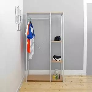 고품질 슈마켓 스마트홈 이지심플 뮬라옷장 90행거 화이트 옷집게 원목옷걸이 옷정리 WFISFD4