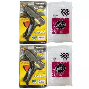 오공 핫멜트 글루건 대형 11mm 2개 + 핫멜트스틱 글루건심 600g 2개