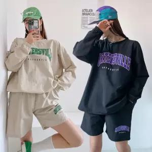 여성 여름 바스락 나일론 긴팔 맨투맨 반바지 아노락 세트 PST0392S 빅사이즈 루즈핏