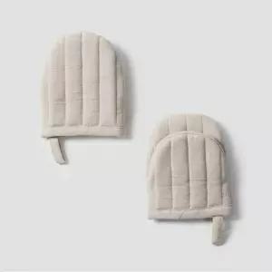 JAJU 자주 미니 주방장갑 요리용 오븐장갑 2개 베이지