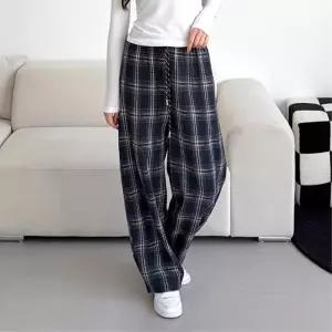 간절기 체크바지 커플홈웨어 와이드팬츠 평상복 하의
