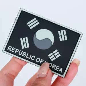 개성연출 가방파우치장식태극기와펜 동호회봉사단체기념패치 검정회색