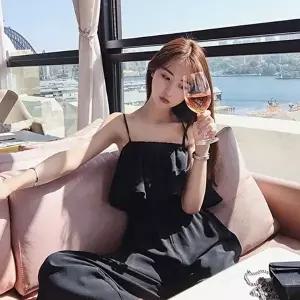 끈나시원피스 여름쉬폰 바캉스 어깨끈원피스 레이스 (KYR-WBCFE78)