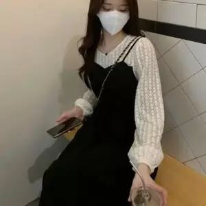 원피스 봄가을 스트링 일체형 나시레이어드 레이스 셔 (KYR-WD8C589)