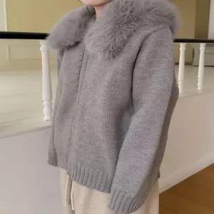 [엘루이즈][엘루이즈] 슈드벨 탈부착 퍼 카라 투웨이 니트 후드 집업(4color)