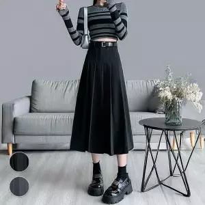 [셀러허브][써니 패션] 가을 겨울 모직 플리츠 롱 스커트 치마 (45727204)