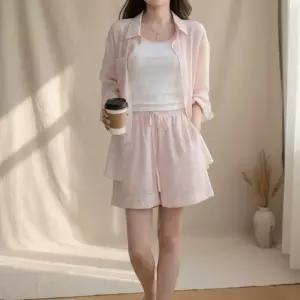 여성 여름 데일리 3피스 셋업 나시 셔츠 반바지 세트