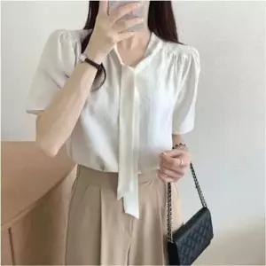 [하프클럽/셀러허브_여성트랜드패션]여자 반팔 퍼프 블라우스 오피스룩 셔