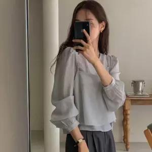 시스루 긴팔 뷔스티에 블라우스 세업 세트 WFLX6E0