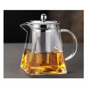 사각 유리주전자 내열 스텐거름망 티포트 550ml 티팟 티메이커 차포트 티주전자 유리티포트 차우리기