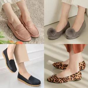 겨울 기모 단화 천연소가죽 플랫슈즈 슬립온 편한신발 여성신발 모음전 225~250mm