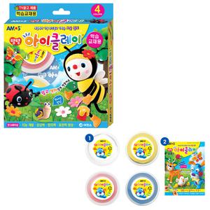 아모스 아이클레이 18g 4색세트 점토 학습 교재용 어린이 감각 놀이
