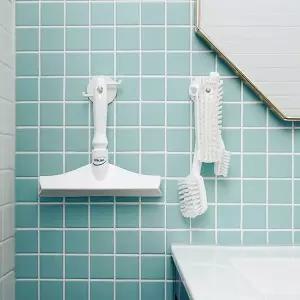 [바이칸]원형 3단 후크 도구걸이 무타공 욕실청소솔 주방걸이