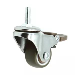 TPE 브라운 무소음 소형 2.5cm(1인치) 토탈락 볼트브레이크형 M6 고무 바퀴 캐스터