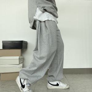 남녀공용 사이드 주름턱 밴딩 와이드 통바지 스트링 조거팬츠 / M.L 빅사이즈