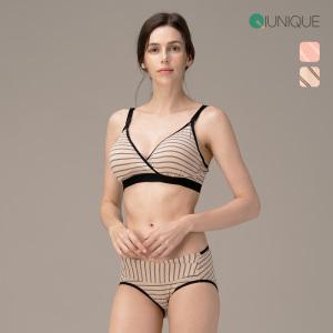 [뉴니끄] 면모달 원터치 스트라이프 수유브라팬티 세트 빅사이즈