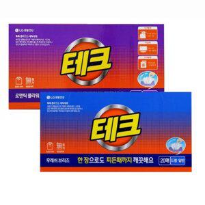 티슈세제 뽑아쓰는 테크 간편 세탁세제 20매x2개