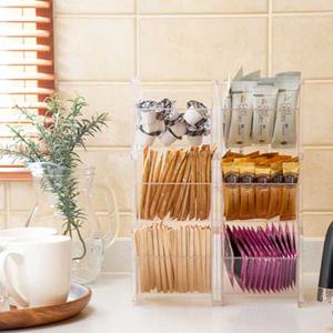 사무실 탕비실 티백 커피스틱 홈카페 아크릴 정리함 적층식 정리수납랙3단