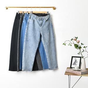 (S-2XL 숏/기본/롱 3단 기장) 여성 레귤러 청바지 키작녀 히든밴딩 하이웨스트 8부 9부 스판 흑청 빅사이즈