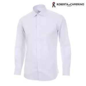 [Roberta di Camerino]모달스판 슬림핏 화이트 솔리드 긴소매셔츠 RN3-355-1
