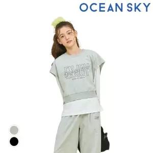 [오션스카이] [2color]여아 라운드 크롭 vest
