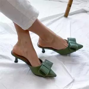 [오노마] ONM 리본 블로퍼힐 데일리 슬리퍼구두 스틸레토 플랫 뮬