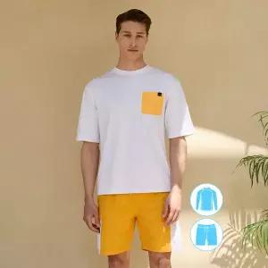 [하프클럽/베이직 엘르]베이직엘르 남성인 반팔 래쉬가드 비치반바지 세트 BEM-X903Y