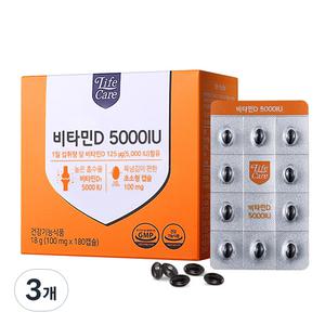 라이프케어 비타민D 5000IU 18g 180정 3개