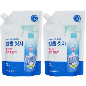 온더바디 코튼풋 발을씻자 풋샴푸 에코 리필 쿨링향 500ml 2개