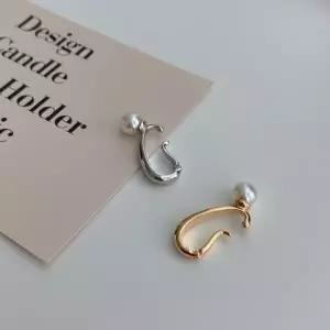 [하프클럽/]린다노 비즈펄 은색 선 이어커프 귀찌 금색 이어링 여성