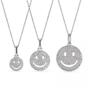 [도로시] 14k 해피 스마일 랩 다이아몬드 참 펜던트 중_일반고리