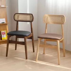 [체어팩토리]하이브 라탄 원목 카페 디자인의자 고무나무 식탁의자