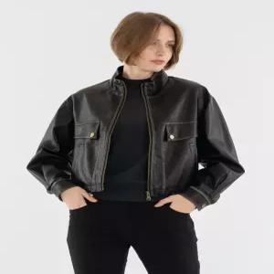 [리오벨]차이나 카라 빈티지 FAUX가죽점퍼