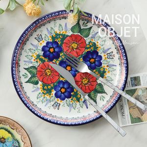 프라카 유니캇 폴란드풍 도자기 원형접시 대 25cm