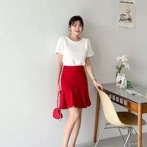 [셀러허브]여자 SS 빨강 에이라인 인어공주 편한 치마_3 (S27375296)