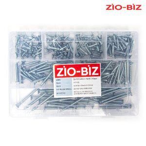 [지오비즈]접시머리 직결피스 7종세트 백색 210pcs/철판 알루미늄 목재 목공 나사못 스텐피스 스크류피스