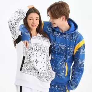 ST22450 반다나 페이즐리 패턴 후드 티셔츠