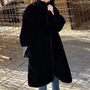 여성코트 여성 루즈핏 페이크 밍크 퍼 롱기장 코트 겨울 포멀룩 겨울코트