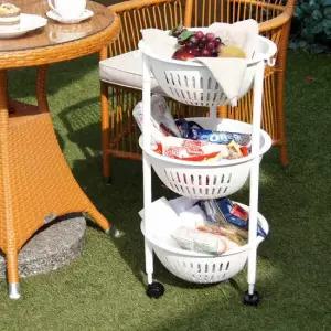 아트박스 보노하우스 코지 바스켓 타워 3단 바퀴형 간식 과일 야채 보관함