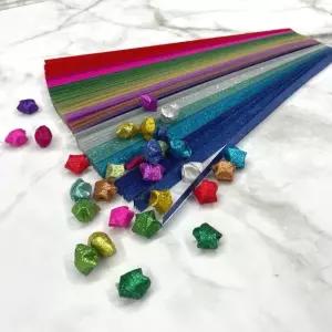 고품질 레인보우 종이별접기 별접기 반짝이 세트 별종이 (WFGTG61)