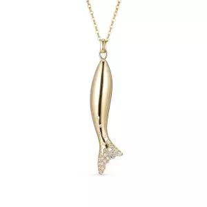 [도로시] 18k 노블 물고기 랩 다이아몬드 참 펜던트_대_일반고리
