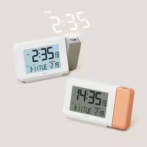 [무아스] 클리어빔 프로젝션 탁상시계 온도 달력 알람